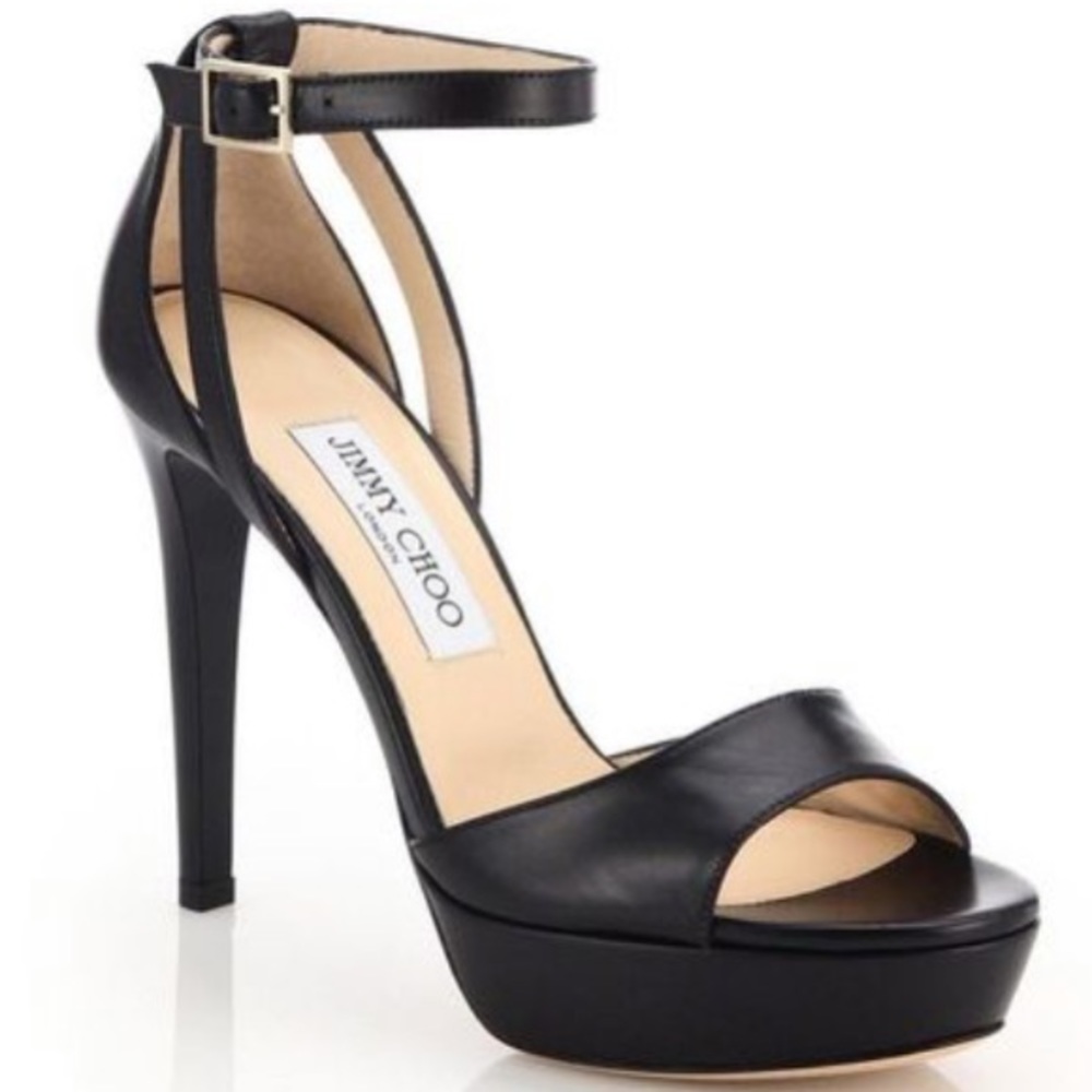 Black leather Jimmy Choo Kayden sandals, size 36.